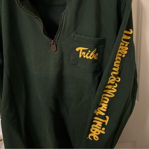 College of William and Mary W&M Tribe Green Quarter Zip Sweatshirt Size S
